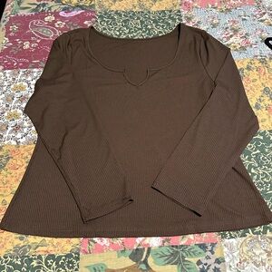 Brown SHEIN ribbed top. Size 4XL